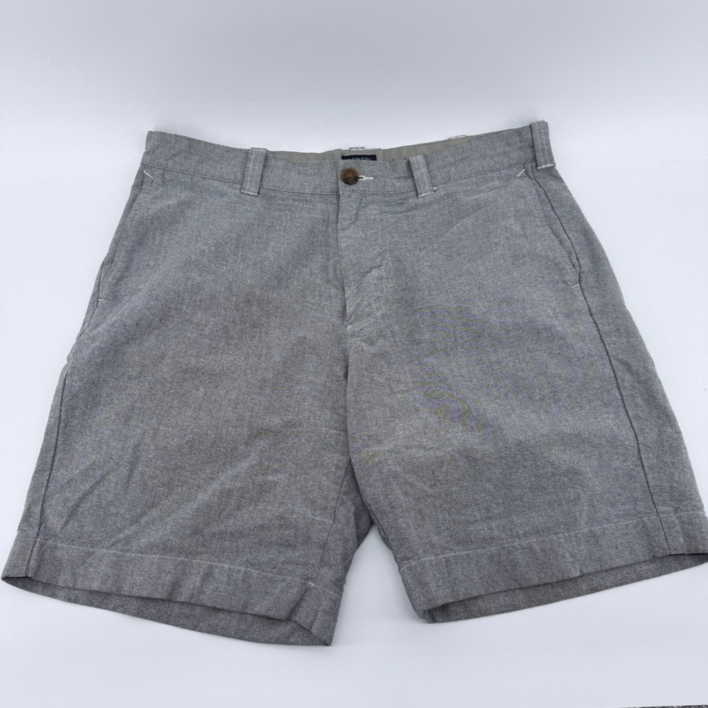 J.Crew Gramercy Shorts Mens 33W Grey Oxford Cotton Flat‎ Front   9 Inseam